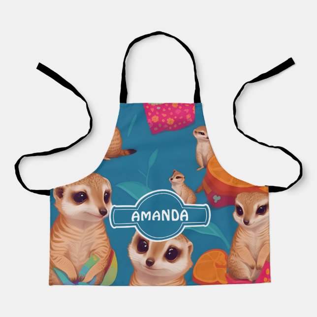 Meerkat Rainbow Colourful Personalized Pattern Apron (Front)