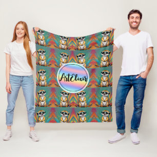 Meerkat Retro Print  Fleece Blanket