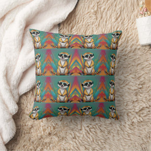 Meerkat Retro Print Throw Pillow