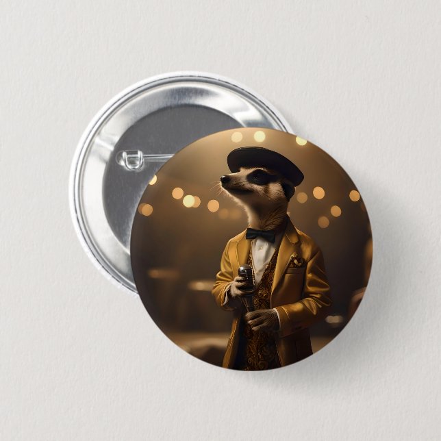 Meerkat Sinatra,  2 Inch Round Button (Front & Back)