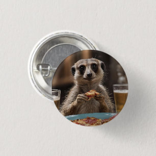 Meerkat Sneaky Lunchtime, 1 Inch Round Button