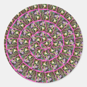 Meerkat Spiral Abstract Pattern, Classic Round Sticker