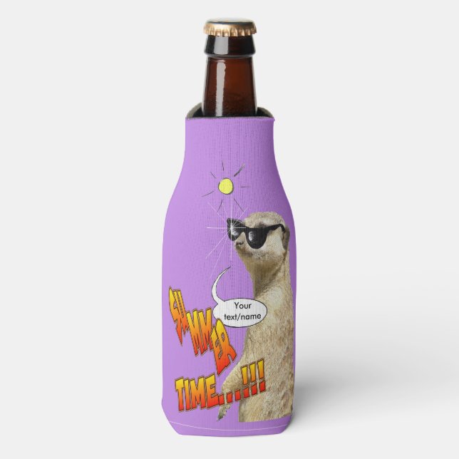 Meerkat Summer Time Customizable Bottle Cooler (Bottle Front)