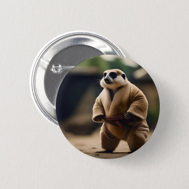 Meerkat Sumo Wrestler, 2 Inch Round Button (Front & Back)