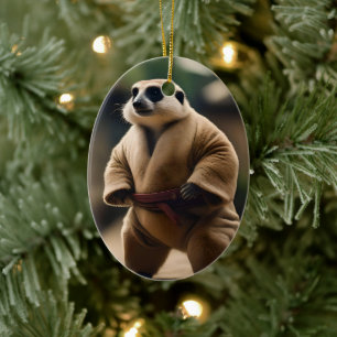 Meerkat Sumo Wrestler, Ceramic Ornament