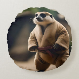 Meerkat Sumo Wrestler, Round Pillow