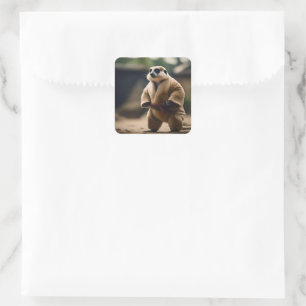 Meerkat Sumo Wrestler, Square Sticker