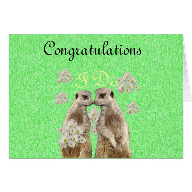 Meerkat Takes Wedding Vows, Note Wedding Card (Front Horizontal)