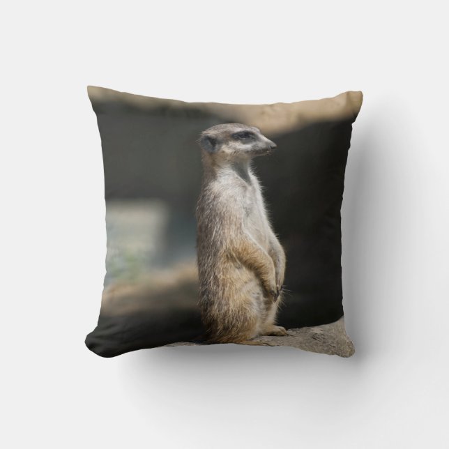 Meerkat Throw Pillow (Front)