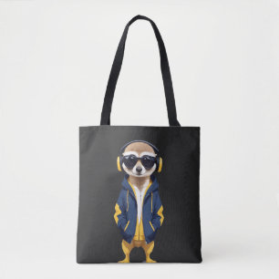 Meerkat Wearing Hoodie Funny Cool Animal Character Tote Bag