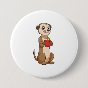 Meerkat with Apple 3 Inch Round Button