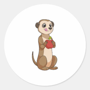 Meerkat with Apple Classic Round Sticker