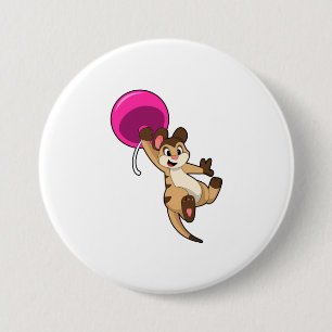 Meerkat with Balloon 3 Inch Round Button