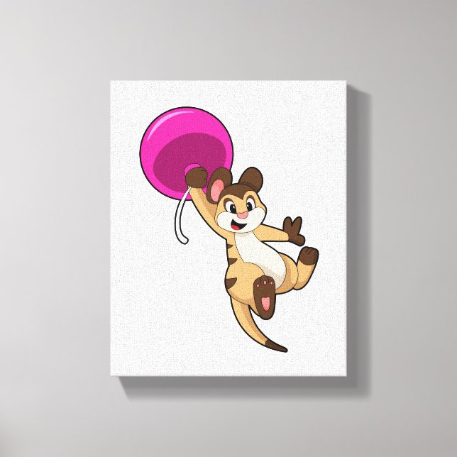 Meerkat with Balloon Canvas Print (Front)