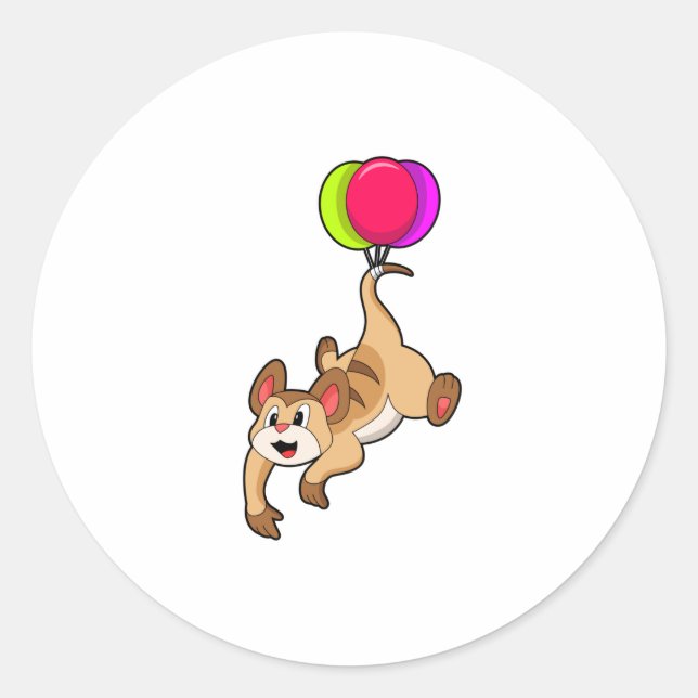 Meerkat with Balloon Classic Round Sticker (Front)