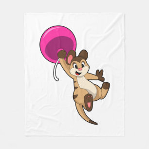 Meerkat with Balloon Fleece Blanket