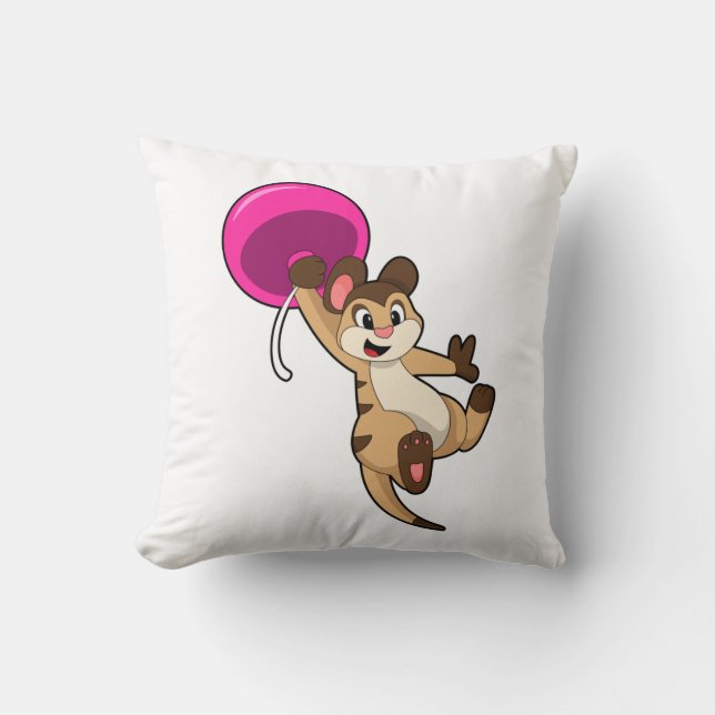 Meerkat with Balloon Throw Pillow (Front)