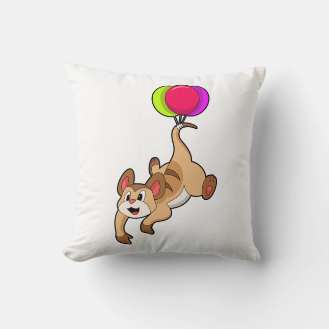 Meerkat with Balloon Throw Pillow (Front)