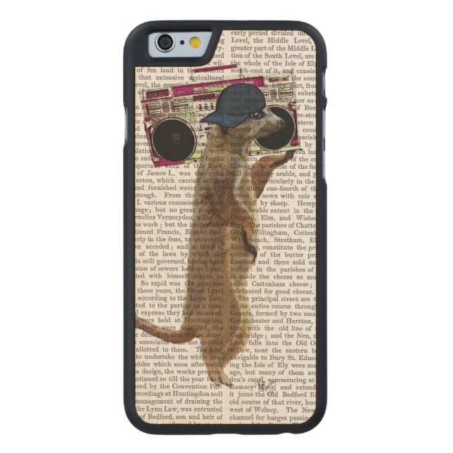 Meerkat with Boom Box Ghetto Blaster 2 Carved Wood iPhone Case (Back)
