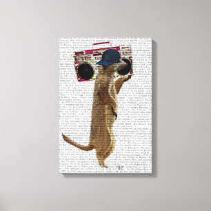 Meerkat with Boom Box Ghetto Blaster Canvas Print