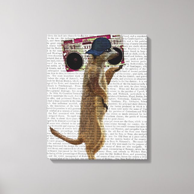 Meerkat with Boom Box Ghetto Blaster Canvas Print (Front)