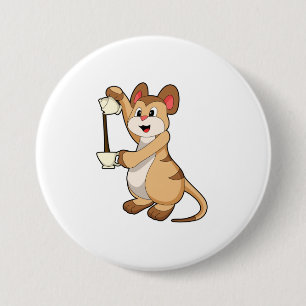 Meerkat with Coffee pot & Coffee.PNG 3 Inch Round Button