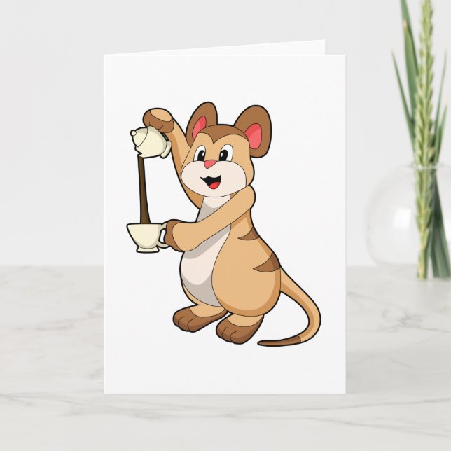 Meerkat with Coffee pot & Coffee.PNG Card (Front)