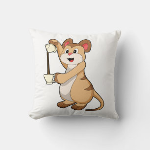 Meerkat with Coffee pot & Coffee.PNG Throw Pillow