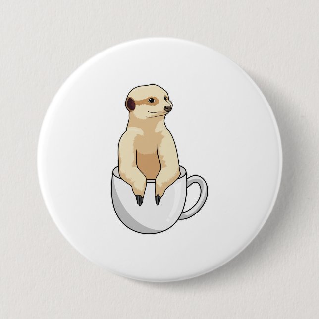 Meerkat with Cup of Coffee 3 Inch Round Button (Front)