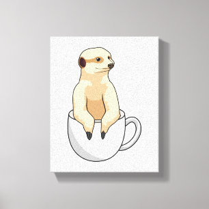 Meerkat with Cup of Coffee Canvas Print