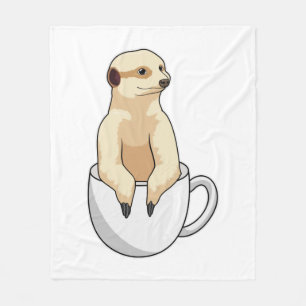 Meerkat with Cup of Coffee Fleece Blanket
