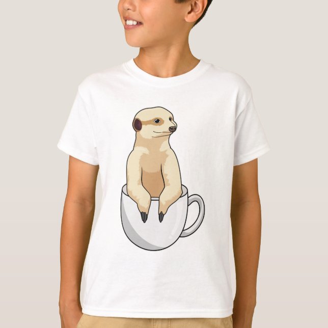 Meerkat with Cup of Coffee T-Shirt (Front)