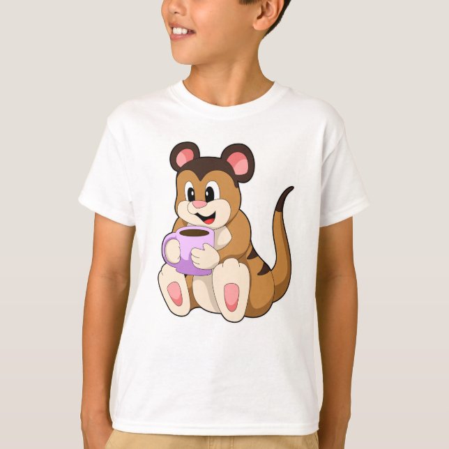 Meerkat with Cup of Coffee T-Shirt (Front)