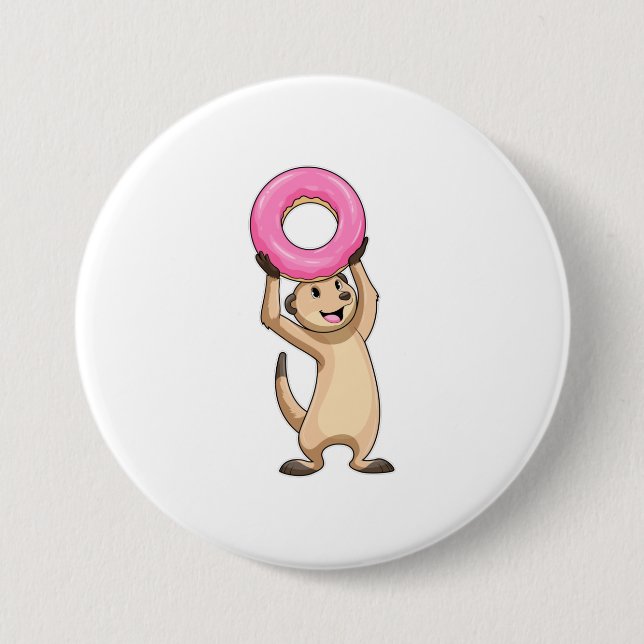 Meerkat with Donut 3 Inch Round Button (Front)