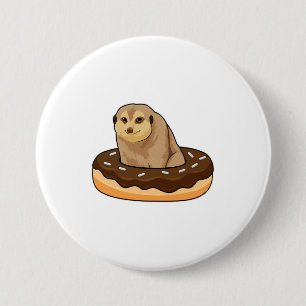Meerkat with Doughnut 3 Inch Round Button