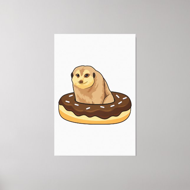 Meerkat with Doughnut Canvas Print (Front)