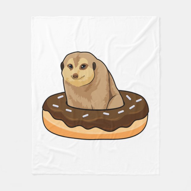 Meerkat with Doughnut Fleece Blanket (Front)