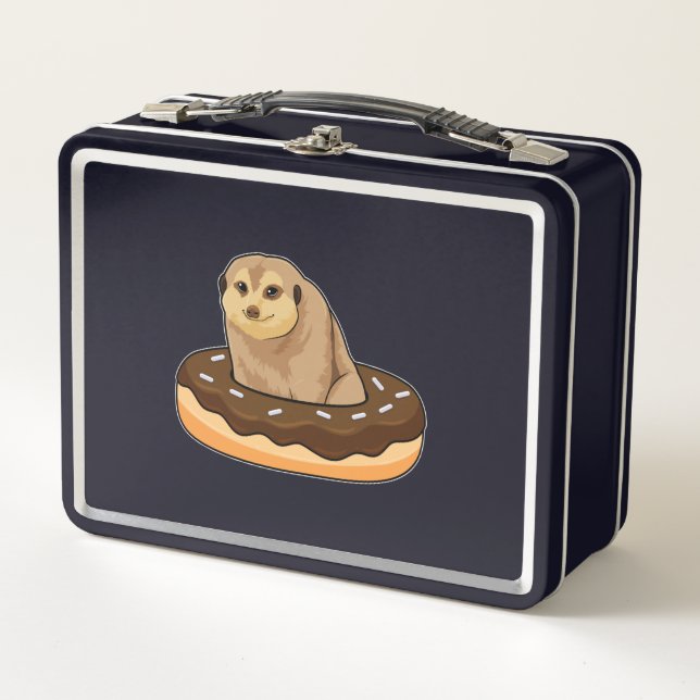 Meerkat with Doughnut Metal Lunch Box (Front)
