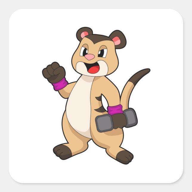 Meerkat with Dumbbell Square Sticker (Front)