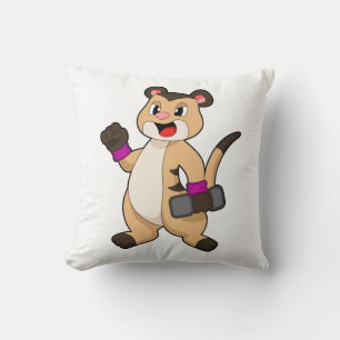 Meerkat with Dumbbell Throw Pillow