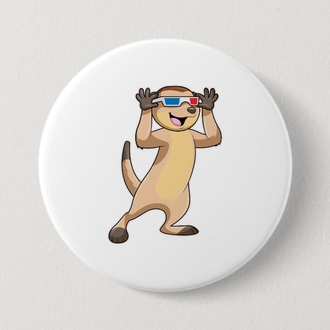 Meerkat with Glasses 3 Inch Round Button (Front)