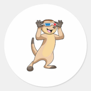Meerkat with Glasses Classic Round Sticker