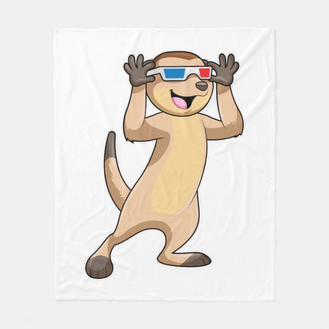 Meerkat with Glasses Fleece Blanket (Front)