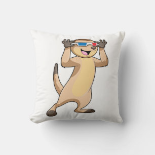 Meerkat with Glasses Throw Pillow