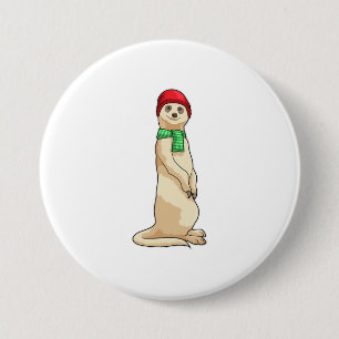 Meerkat with Hat and Scarf 3 Inch Round Button