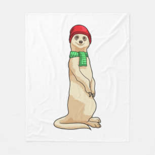 Meerkat with Hat and Scarf Fleece Blanket