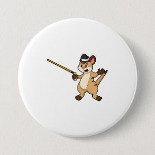 Meerkat with Hat & Walking stick 3 Inch Round Button