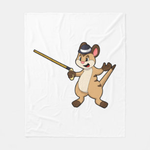 Meerkat with Hat & Walking stick Fleece Blanket
