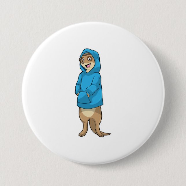 Meerkat with Hoodie 3 Inch Round Button (Front)