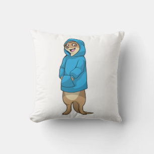 Meerkat with Hoodie Throw Pillow